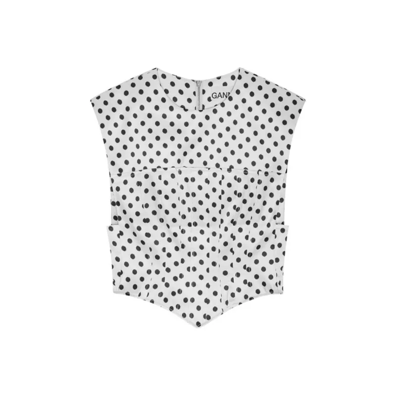 GANNI Polka Dot Pattern Sleeveless Top-0