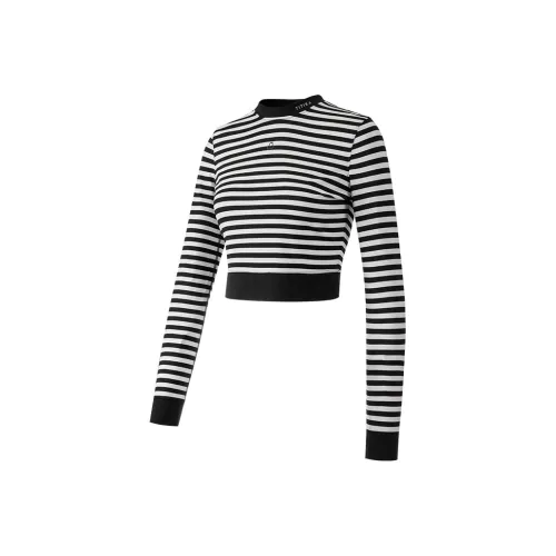 TITIKAACTIVE T Shirt Women's White Black Stripes