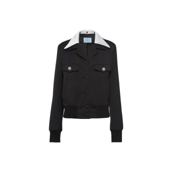 PRADA Embellished Button Up Bomber Jacket