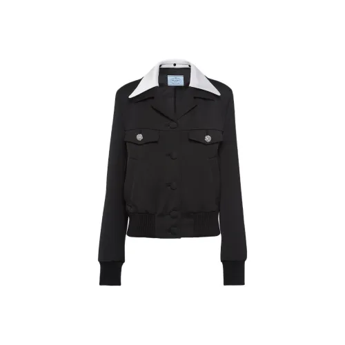PRADA Embellished Button Up Bomber Jacket