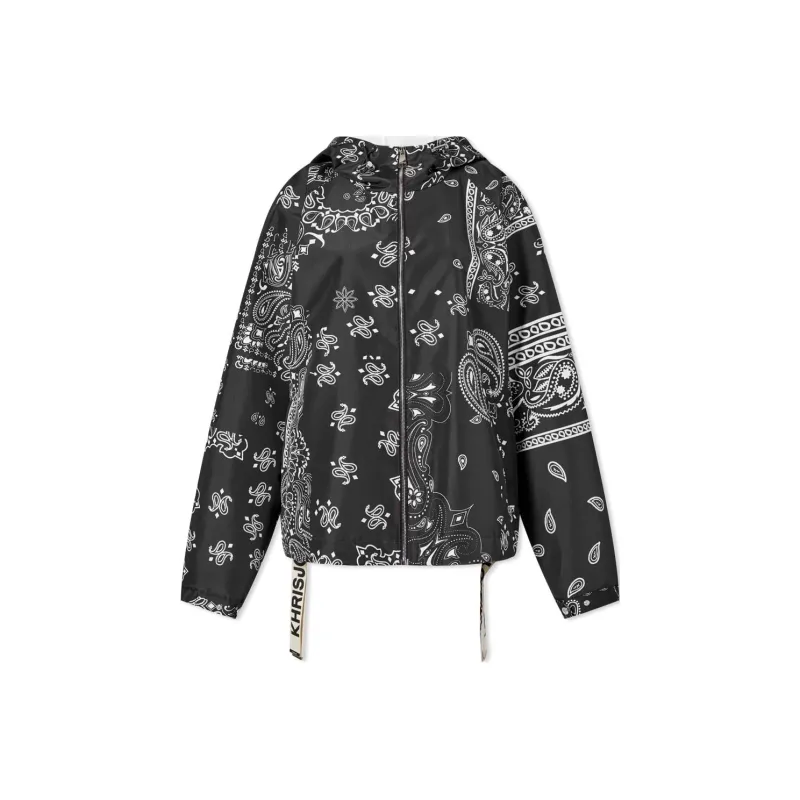KHRISJOY Bandana Print Zip Up Windbreaker Jacket-0
