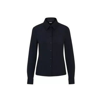 HUGO BOSS Extra-Slim-Fit Blouse In Italian Performance-Stretch Dobby Shirt Women's Black