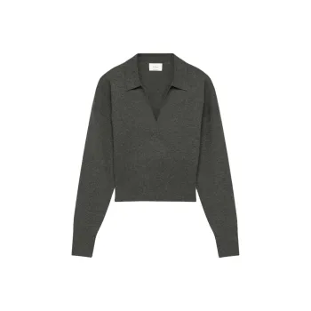 ARITZIA Wilfred Ginny Polo Sweater Polo Shirt Women's Heather Charcoal/Stone Phoebe Zhennan Charcoal