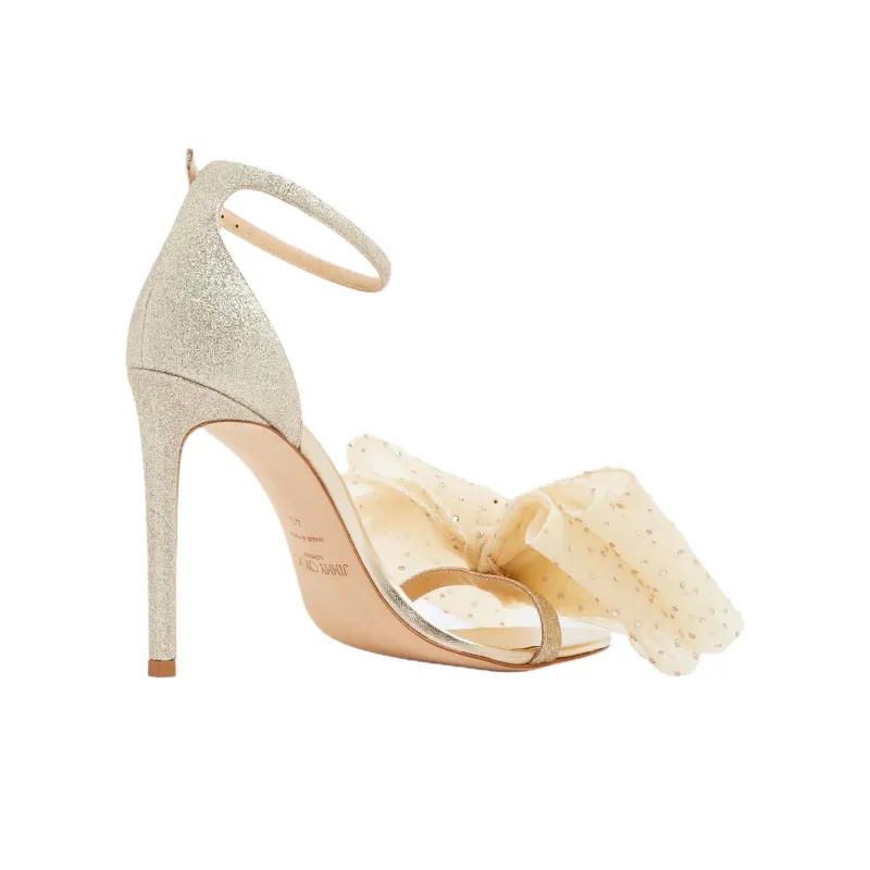 Jimmy Choo Aveline One Strap Sandals 10cm Women's Gold-4