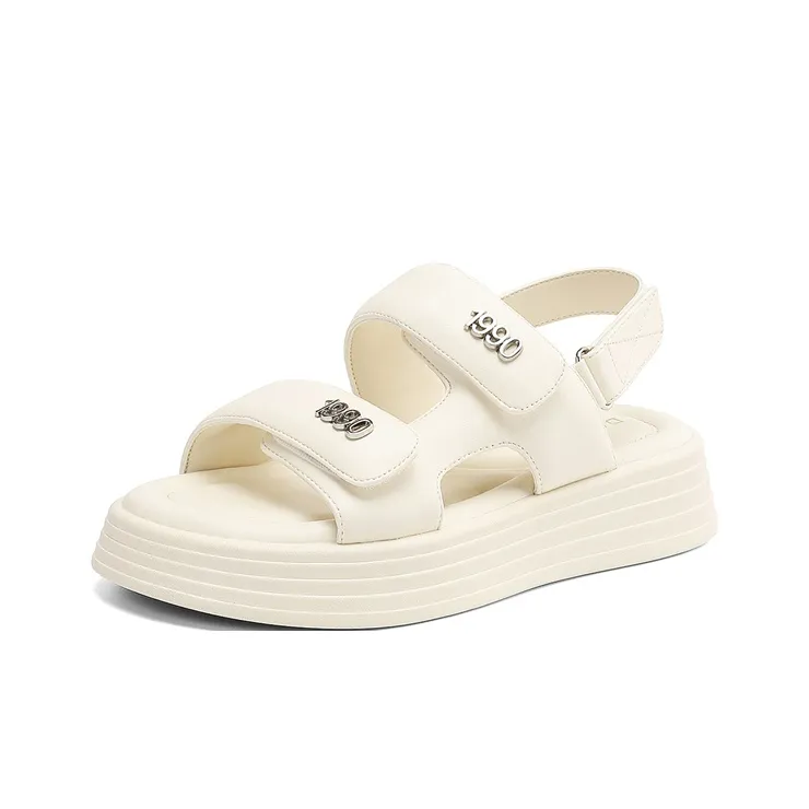 DAPHNE Beach Sandals Women's Black, Beige-3
