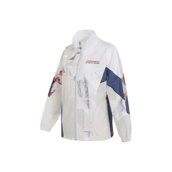 Nike Women'ss Letter Print Colorblock Knit Jacket Beige
