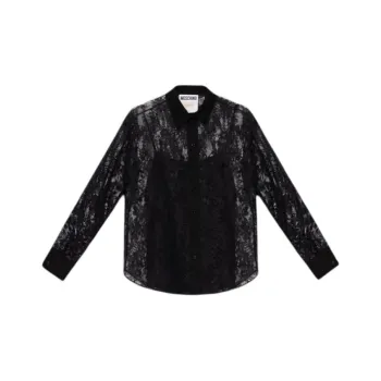 MOSCHINO Floral Lace Curved Hem Shirt