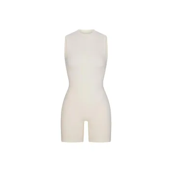 SKIMS FW24 Cotton Collection COTTON RIB OPEN BACK ONESIE Bodysuits Women's MARBLE/Marble Color