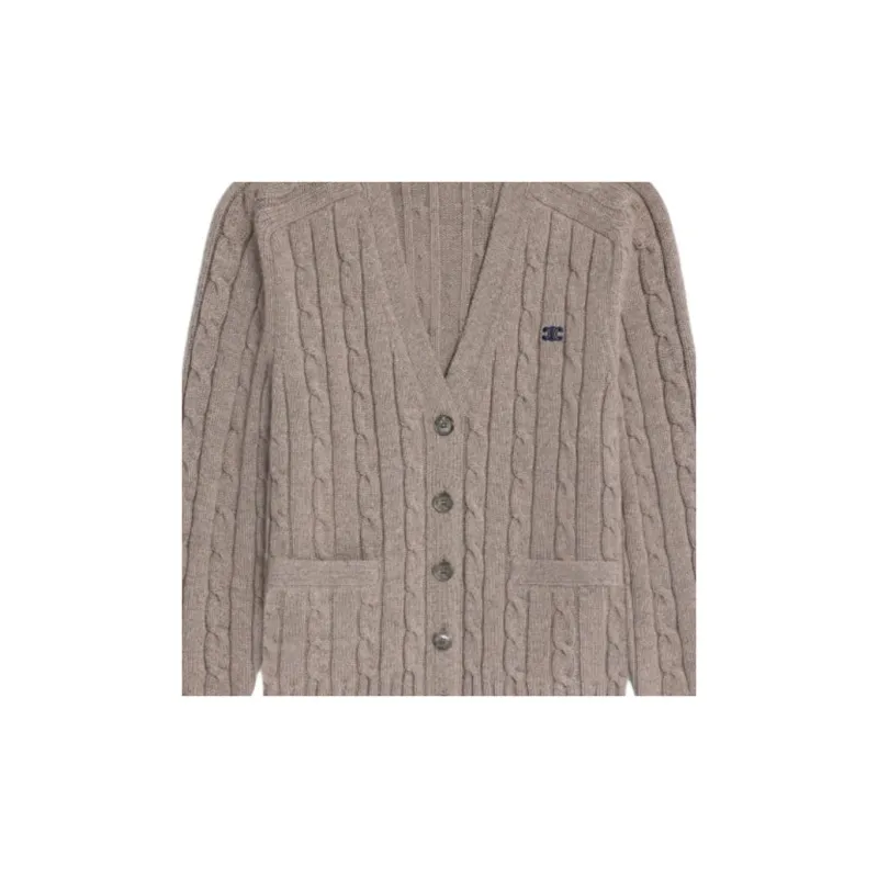 CELINE Cable knit Triomphe Cardigan In Cashmere-4