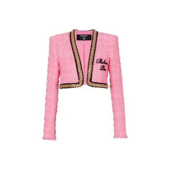 BALMAIN Chain trim Tweed Cropped Jacket