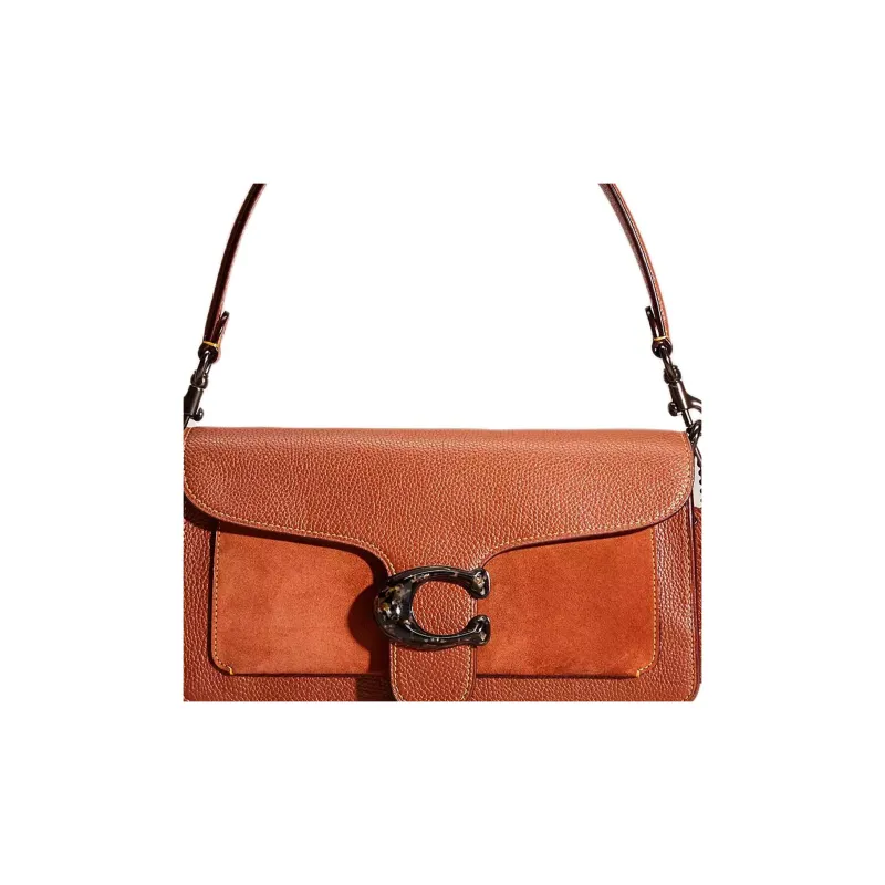 COACH Tabby Pebbled Leather With Suede Handbag, Shoulder Bag Medium Size Women's Brown-4