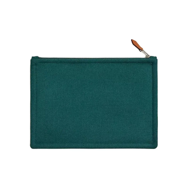 HERMES Flat H Natte Wool Storage Bag Small Size Unisex Cedar Color-1