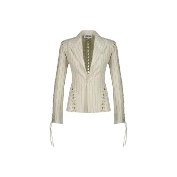 Jean Paul Gaultier Lace-up Striped Blazer