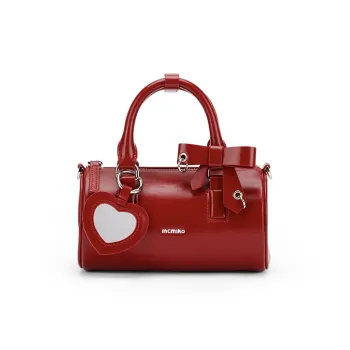 MCMIKO Split Cow Leather With Synthetic Leather Crossbody Handbag Women's Hot Flame Red