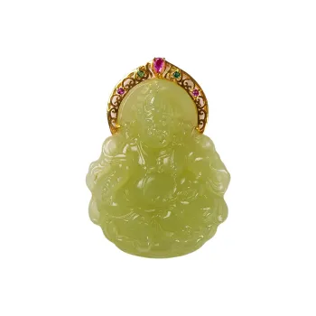 Execute The Blessing Hetian Jade Pendants Yellow Jade Unisex