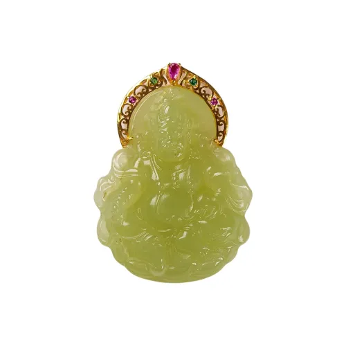 Execute The Blessing Hetian Jade Pendants Yellow Jade Unisex