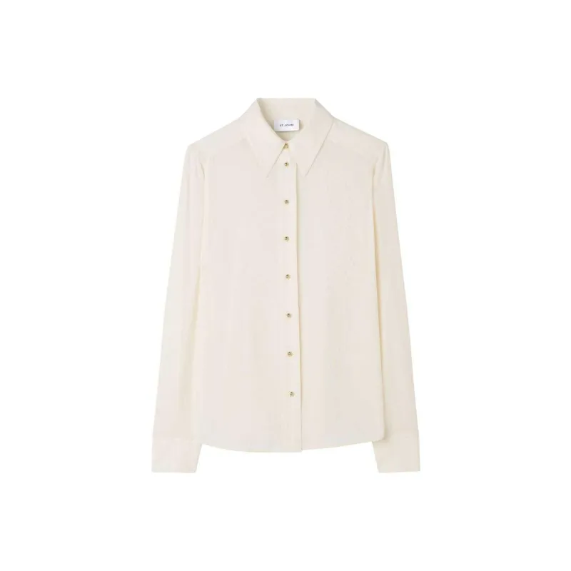 St. John Topstitch-detail Silk Blouse-0