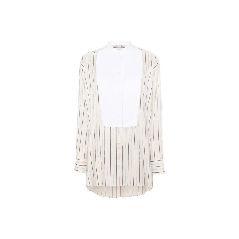 Stella McCartney Curved Hem Panelled Striped Shirt-0