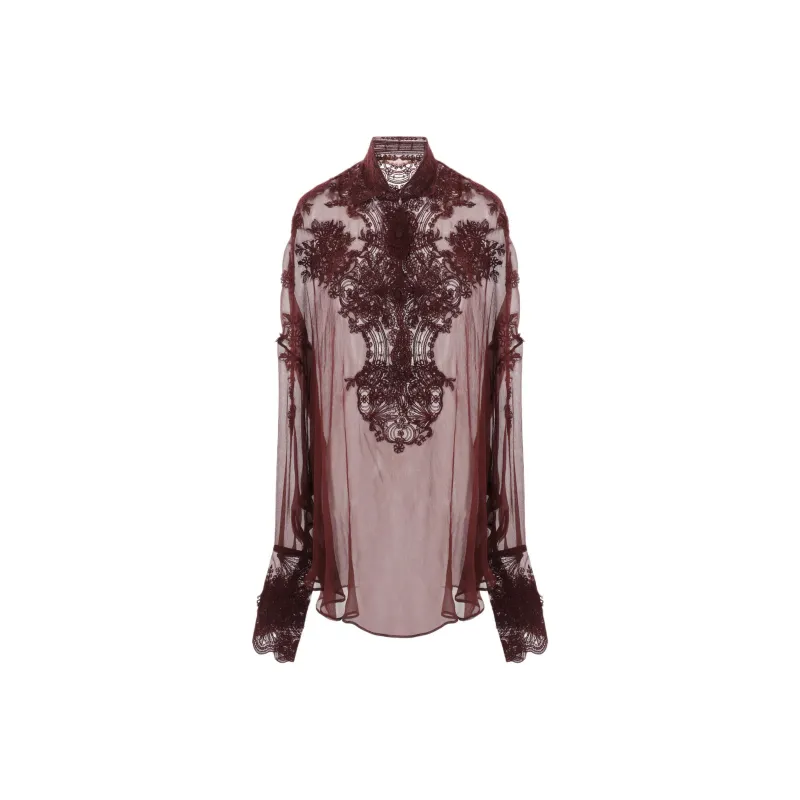 ERMANNO SCERVINO Floral-Applique Sheer Blouse-0