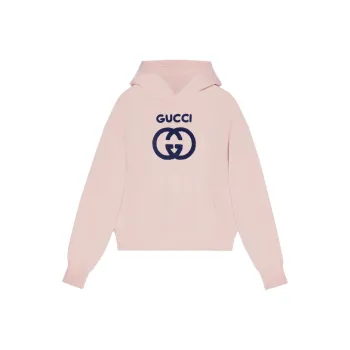 GUCCI Logo Embroidered Jersey Hoodie