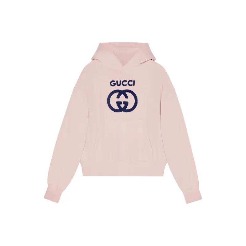 GUCCI Logo Embroidered Jersey Hoodie-0