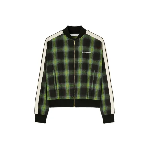 PALM ANGELS Classic Logo Check Bomber Jacket 'Green/Off White'