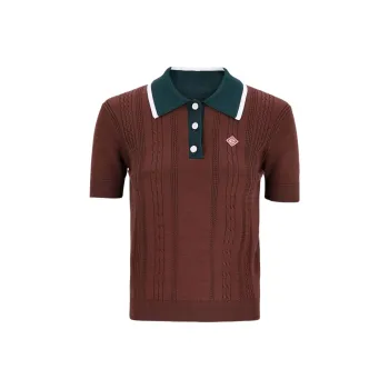 CASABLANCA Cable knit Polo Top