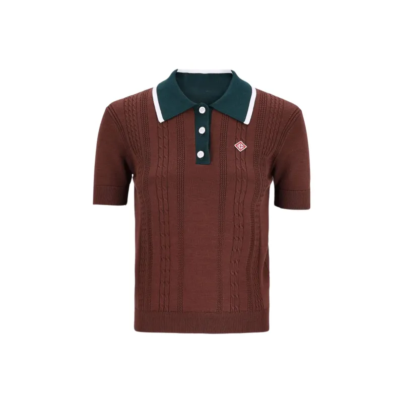 CASABLANCA Cable knit Polo Top-0