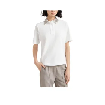 Brunello Cucinelli Sequin Embellished Short Sleeved Polo Shirt