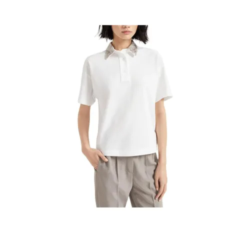Brunello Cucinelli Sequin Embellished Short Sleeved Polo Shirt