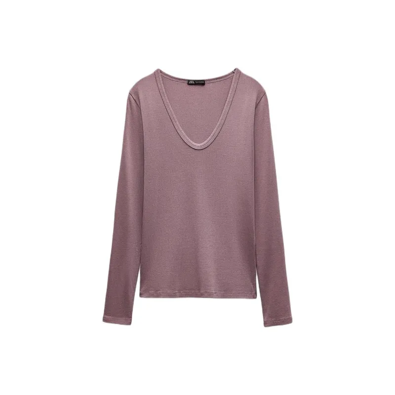 ZARA Drop Shoulder Sleeve T Shirt Women's-0