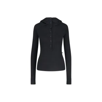 LOW CLASSIC Buttoned Fitted Hoodie