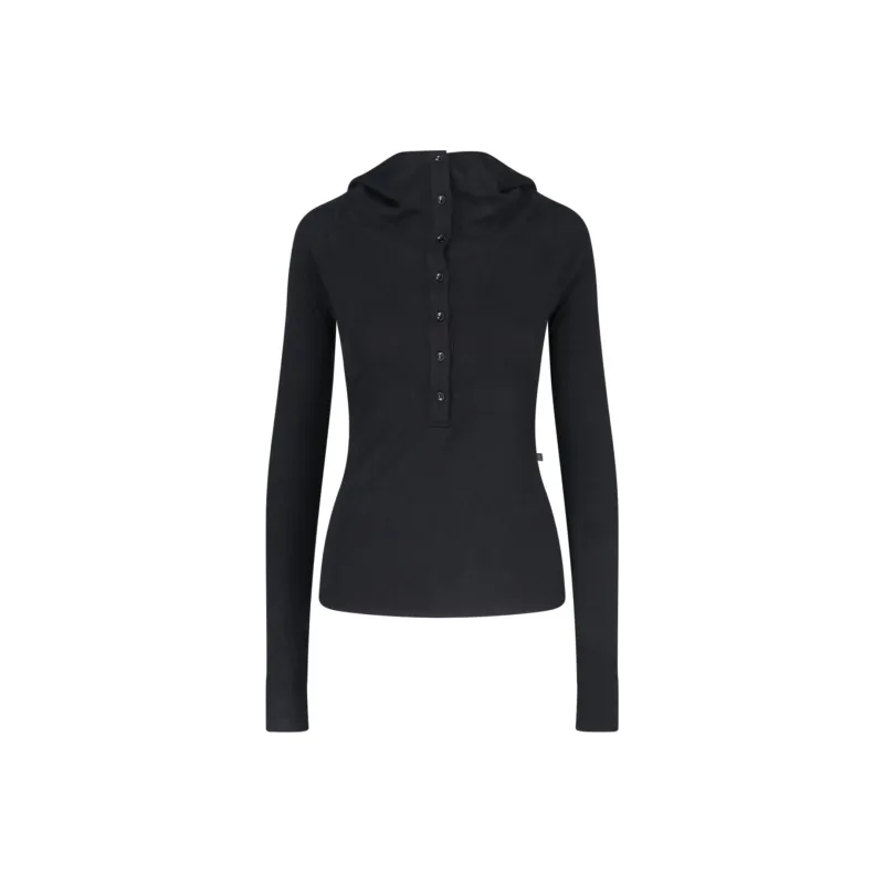 LOW CLASSIC Buttoned Fitted Hoodie-0