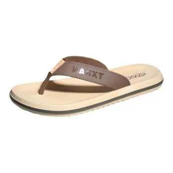 NAIHUO Men's Flip Flops Summer Outerwear Slip Resistant Men's Slippers Beach Korean Style Men's Toe Slipper Sandals