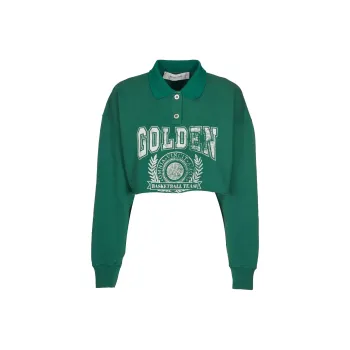 Golden Goose Logo Printed Cropped Polo Shirt