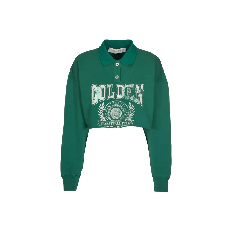 Golden Goose Logo Printed Cropped Polo Shirt-0