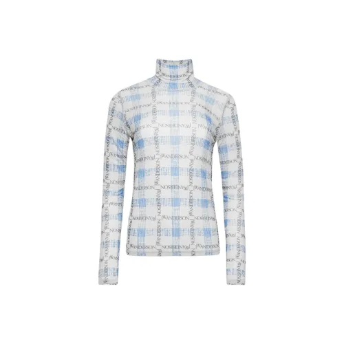 JW Anderson Logo Grid Check Printed Sheer Long Sleeved Top
