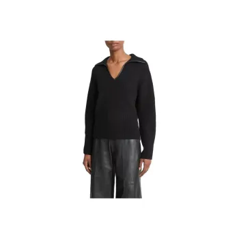 VINCE Leather-trim Sweater