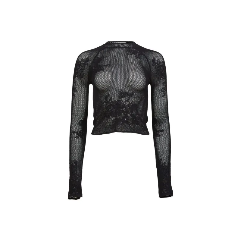 Fleur Du Mal Pointelle knit Lace T shirt-0
