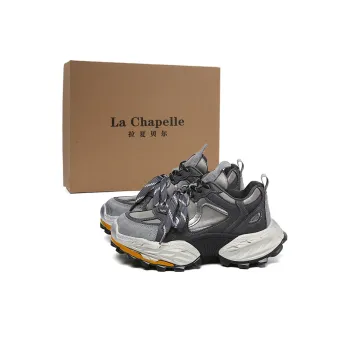 La Chapelle Slip Resistant, Abrasion Resistant, Breathable, Height Increasing Low Top Chunky Sneakers Women's Gray