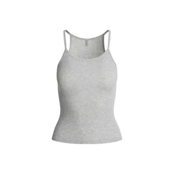 SKIMS SS25 COTTON RIB LONG CAMI Camisole Women's LIGHT HEATHER GREY/Light Heather Gray