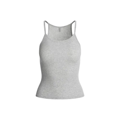 SKIMS SS25 COTTON RIB LONG CAMI Camisole Women's LIGHT HEATHER GREY/Light Heather Gray
