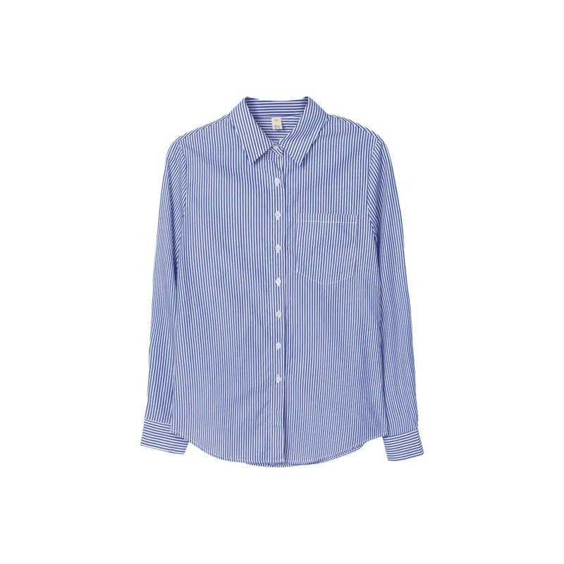 Lucybaily Shirt Women's Blue White Stripes-0