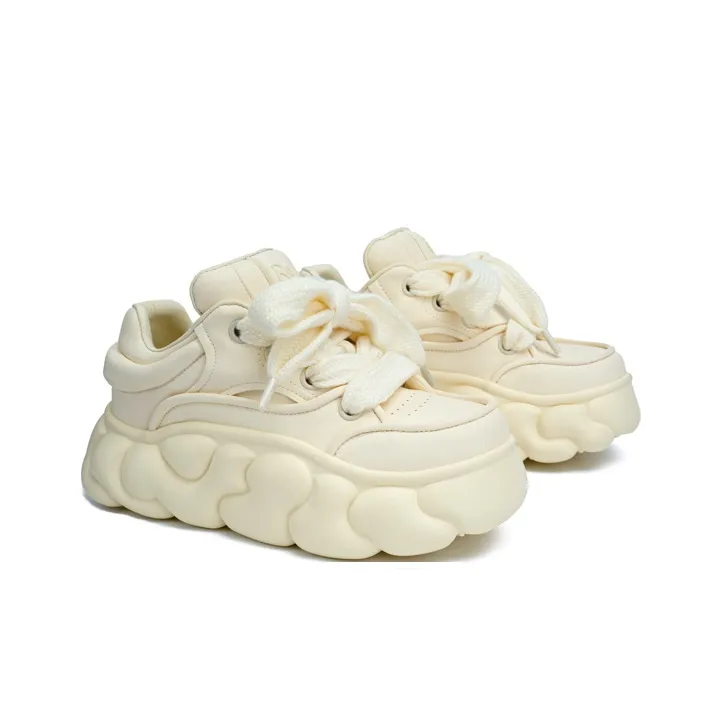 R6 Height Increasing Slip Resistant Low Top Skateboard Shoes Women's Ecru-3