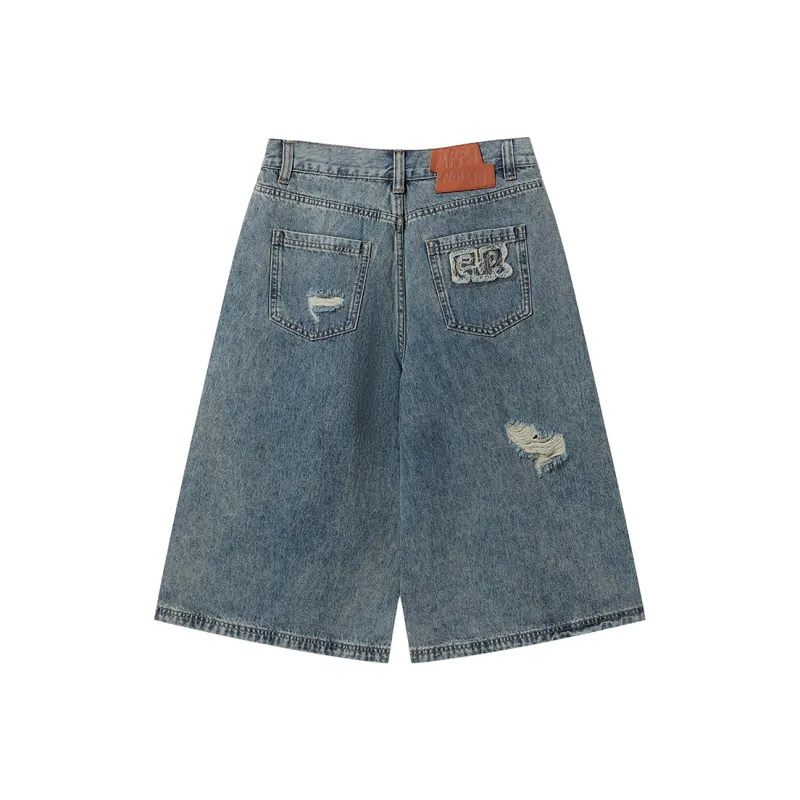 Apparition Denim Shorts Unisex Denim Blue-1