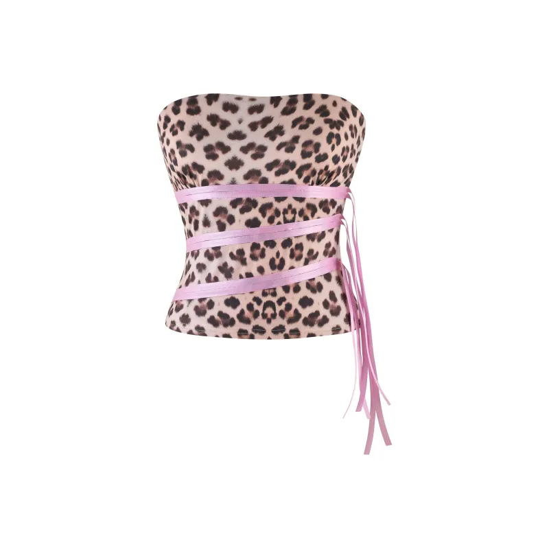 I.AM.GIA ARLY TOP Strapless Top Women's Leopard Print-0