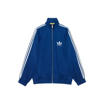 GUCCI X Adidas Cotton Jersey Zip Jacket Blue