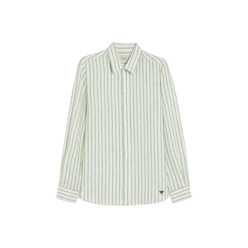 WEEKEND MaxMara Josef Collection Striped Linen Shirt Women's Green-0