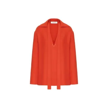 Valentino VLogo Plaque V Neck Blouse
