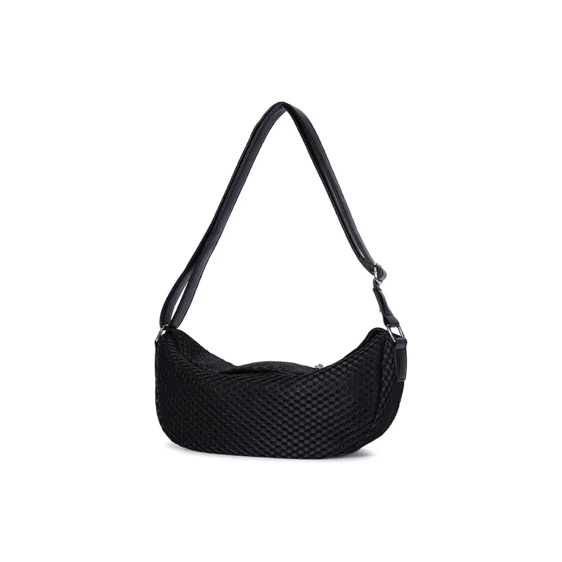 Dubaolu Fabric Dumpling Bag, Crossbody Bag, Shoulder Bag Medium Size Women's Black/Ecru-2